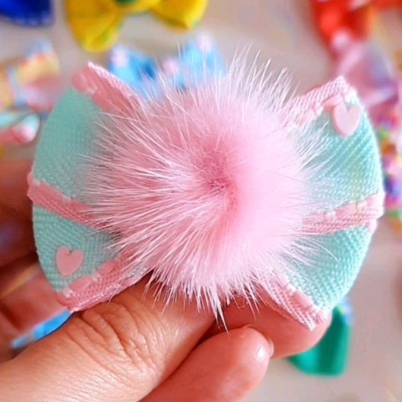 Laço pet fofura pompom