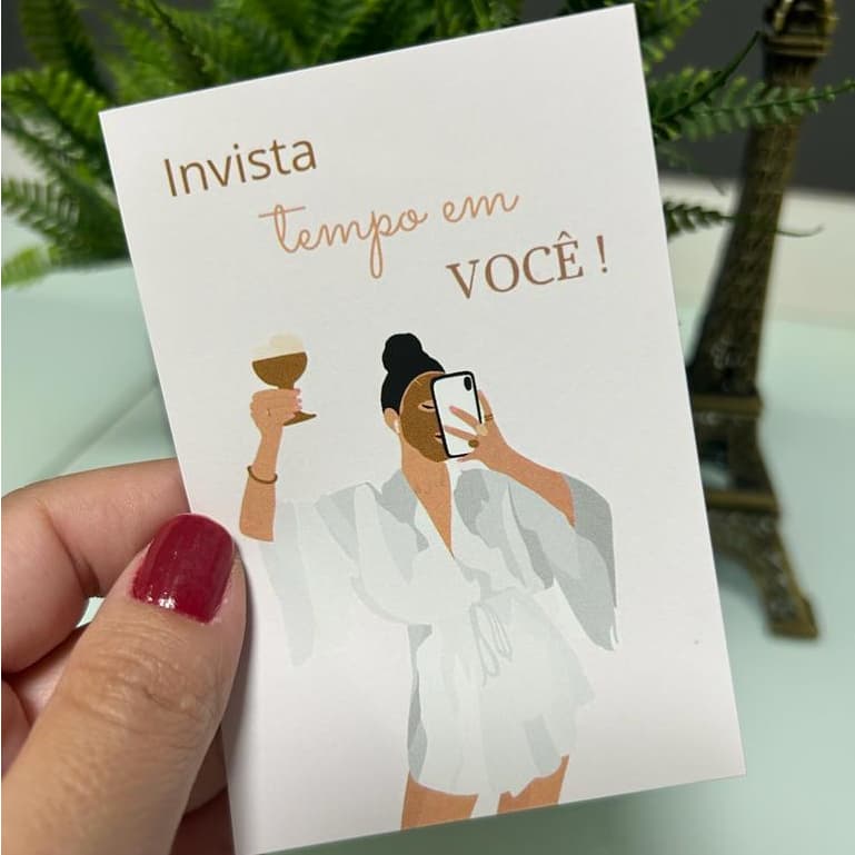 240 un Folhetos Motivacional | Cartão cliente | 10x7 | 90g | Invista tempo em você | Panfleto | Frase motivacional | Papelaria