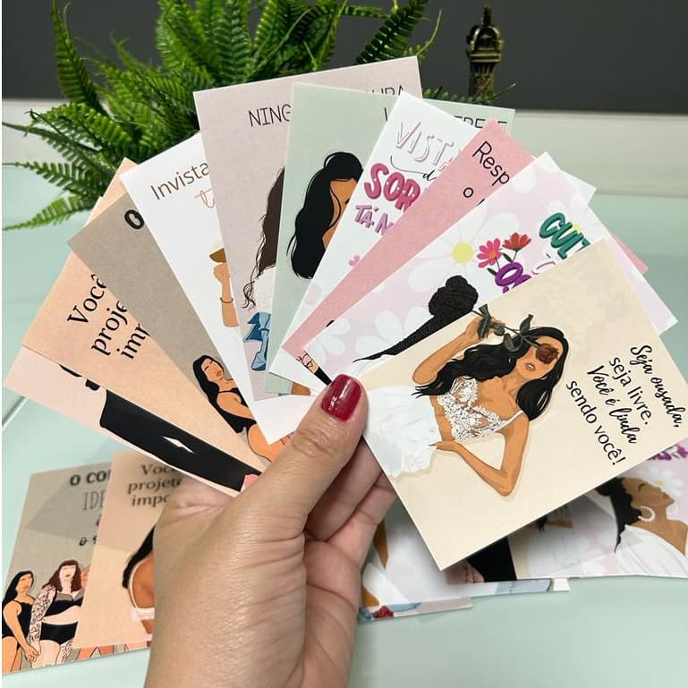 Folhetos com MULHERES | Cartão cliente | 10x7 | 90g | Panfleto | Frase motivacional | Papelaria