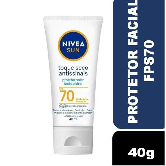 Protetor Facial Nivea Sun Toque Seco Antissinais Fps 70 - 40ml