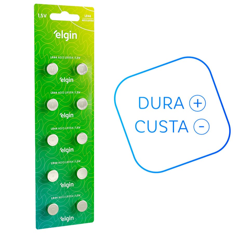 Bateria Pilha LR44 1,5V Elgin Ag13 A76 Unidades ou Cartela