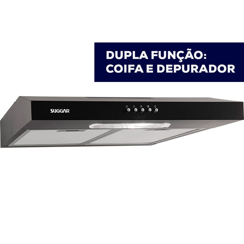 Depurador Slim Suggar 60cm 3 Velocidades Preto DPS161PT/DPS162PT