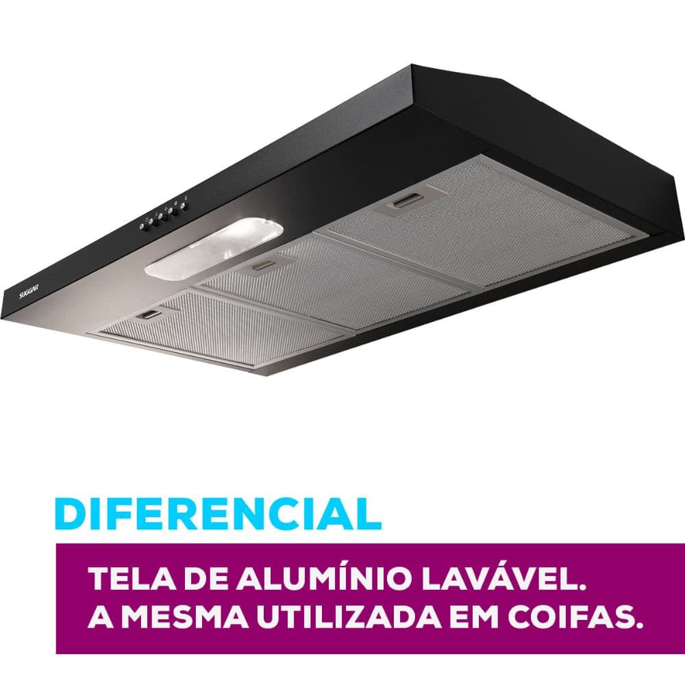 Depurador Slim Suggar 80cm 3 Velocidades Preto DPS181PT/DPS182PT
