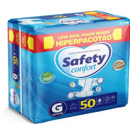 Fralda Geriatrica Safety Confort SUPER ABSORVENTE PACOTE ECONOMICO