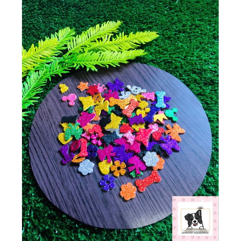 Kit Adesivos EVA Com Gliter Pet Para Banho e Tosa Cães Cachorro Gatos