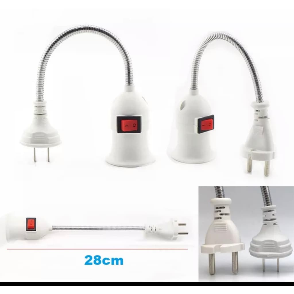 Tomada De Lâmpada E27 28cm E27/85-250V Extensor De Soquete Doméstico Com Interruptor Dois Plugues