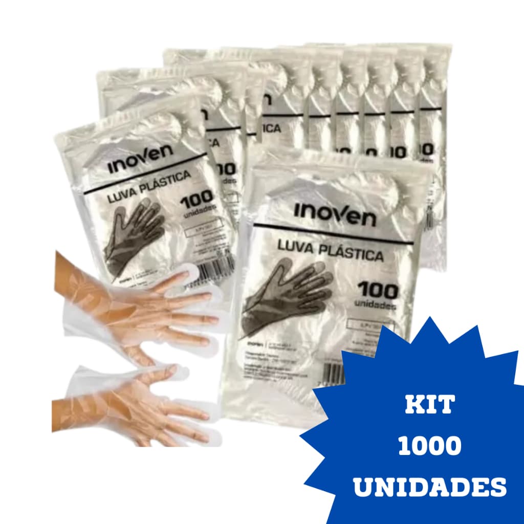 Luva Plástica Descartável Transparente C/ 1.000 unidades
