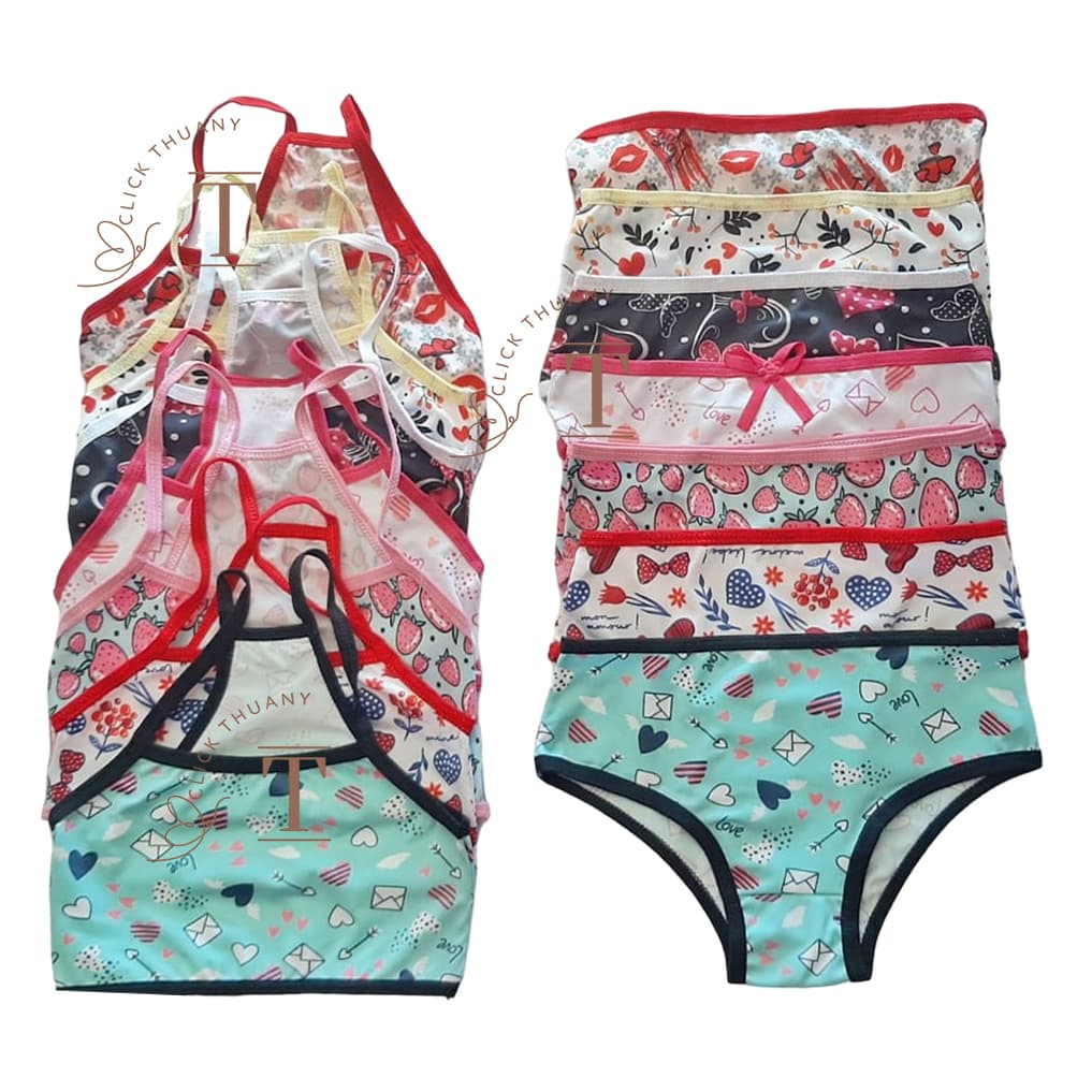 Kit 5 Conjuntos Infantil top e calçinha Estampada