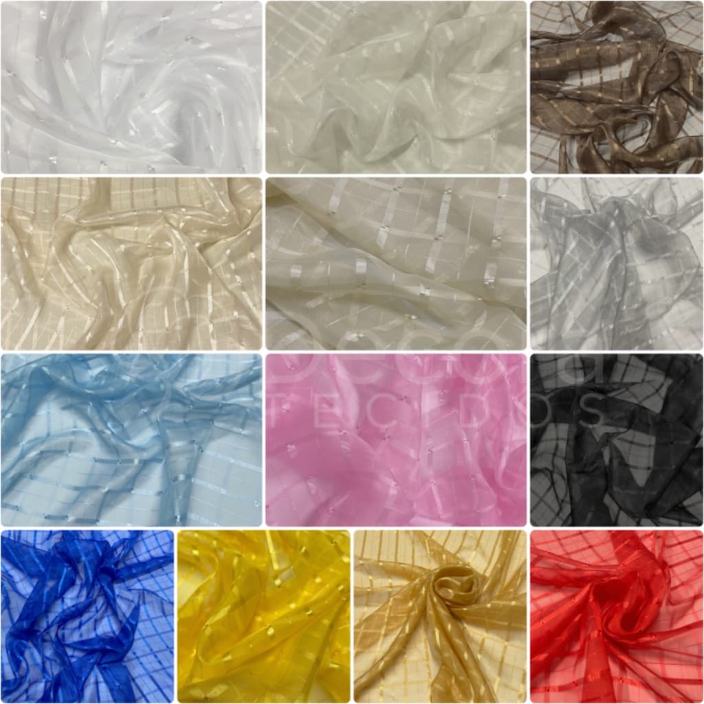 Tecido Voal Voil Xadrez Quadriculado Branco Pérola Marfim 3m largura Utilizado para Cortina Decoração Festa