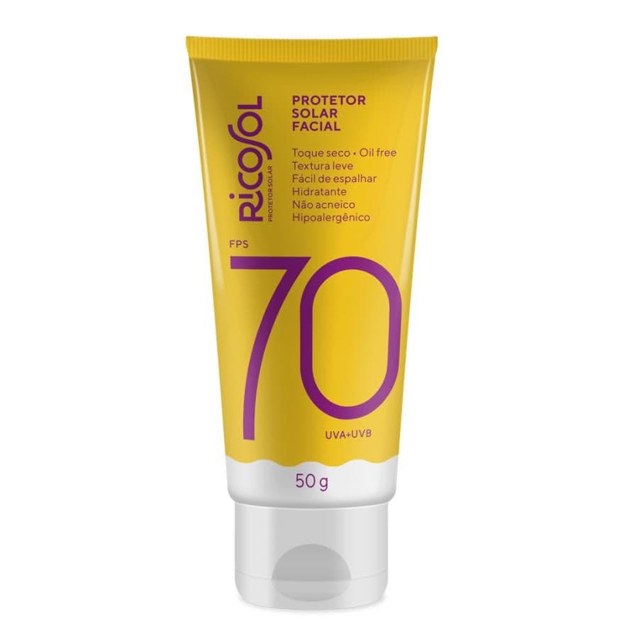 Protetor Solar Facial Ricosol Toque Seco Oil-free FPS 70 Vegano 50g