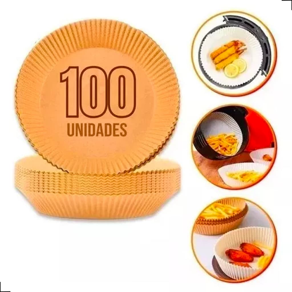 KIT 100/50/25 FORMAS DE PAPEL ANTIADERENTE DESCARTÁVEL PARA AIRFRYER