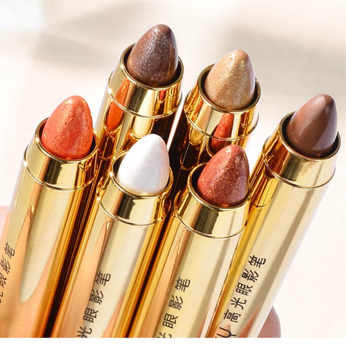 caneta de sombra para  olhos de bicho-da-seda  iluminadora de duas cabeças bastão de sombra perolado fosco