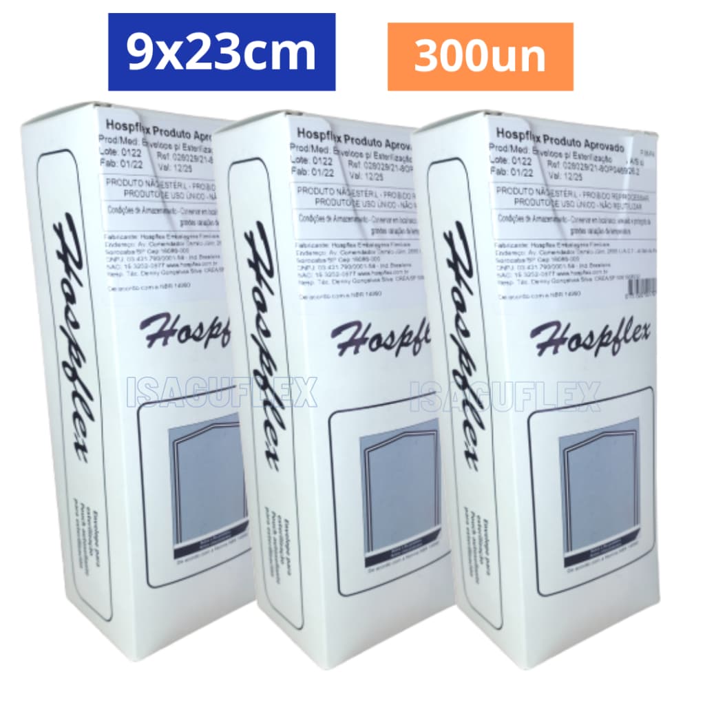 Envelope para esterilização 9x23cm c/ 300 unidades autoclave manicure dentista podologia