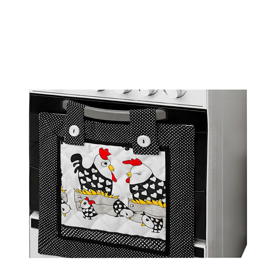 Cortina para Forno  de fogão 4 Bocas - Galinha Preta