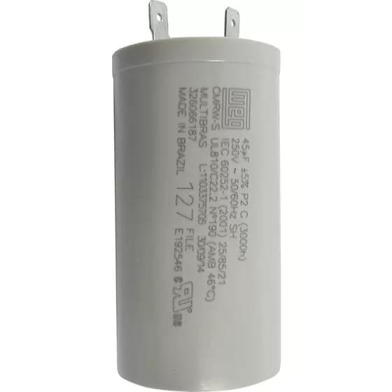Capacitor Universal para Lavadoras 45Uf 250vac 127v Original Weg