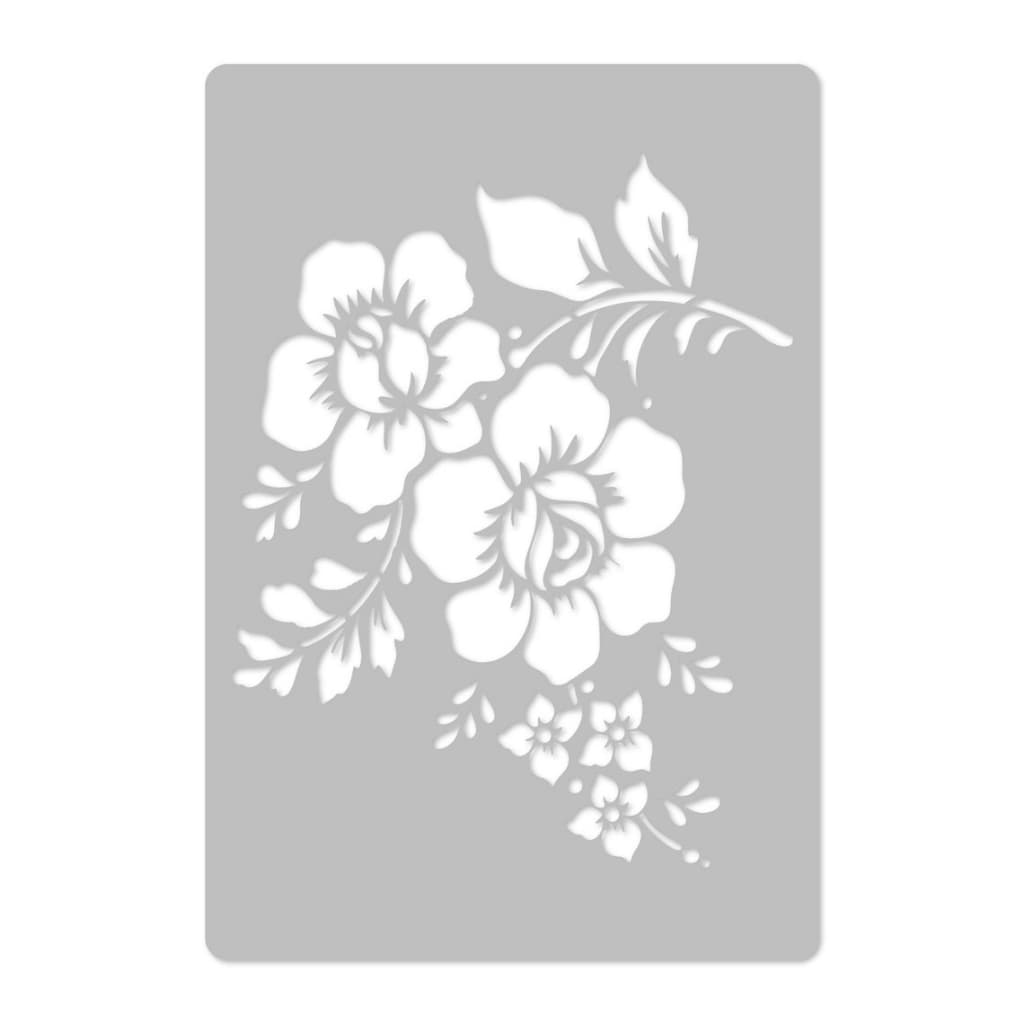 Stencil Ramo De Flores - Molde Vazado Decoração Fácil R-4046 - Stencil Flex