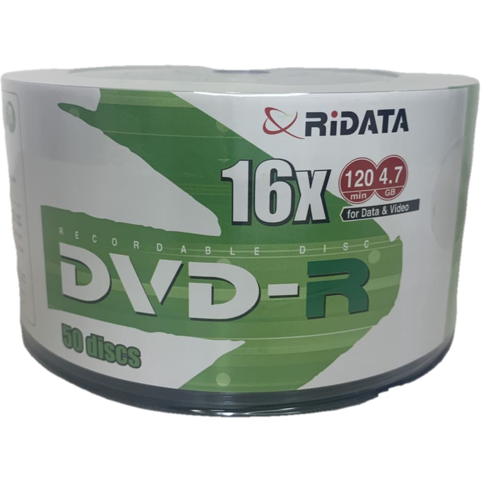 50 Dvd-r Ridata Logo Branco 4.7gb 120 Minutos 16x Original