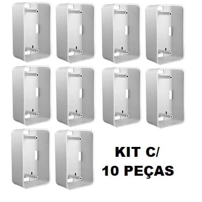 Kit 10 Peças Caixa Plástica 4x2 Funda Cantos Arredondados p/ Ventilador e Outros Instalação Elétrica Interruptor
