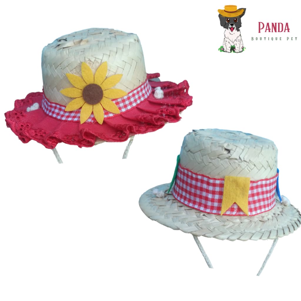 Chapéu de palha pet festa junina para cachorro e gato