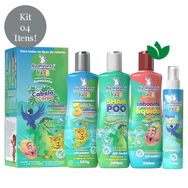 Kit Cabelo e Corpo Kids 4 Itens Bio Instinto