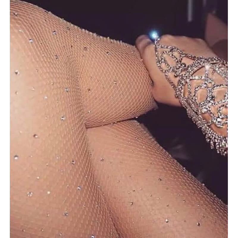 Meia arrastão nudes com strass cor da pele adulto festa te