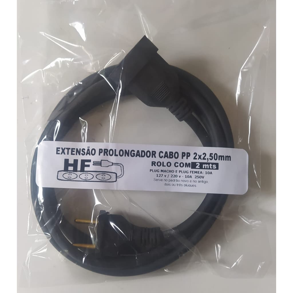 Extensão Elétrica 1.5 M 2 M 3 M e 5 Metros 10a Prolongador Cabo Pp2x2,5mm Plug Bipolar Injetado