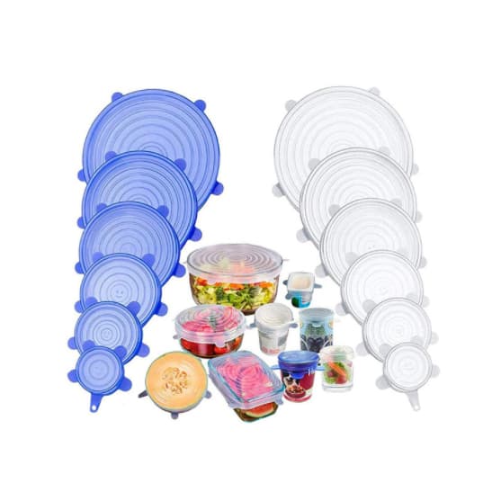 12 Peças Tampas Panela Silicone Universal Reutilizável Elástica Tampas Silicone Rotundidade