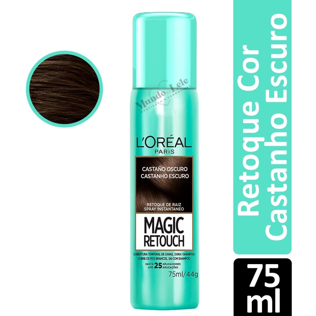 Retoque de Raiz Spray Instantâneo Magic Retouch Cor Castanho Escuro Loréal Paris 75ml - 1 Unidade