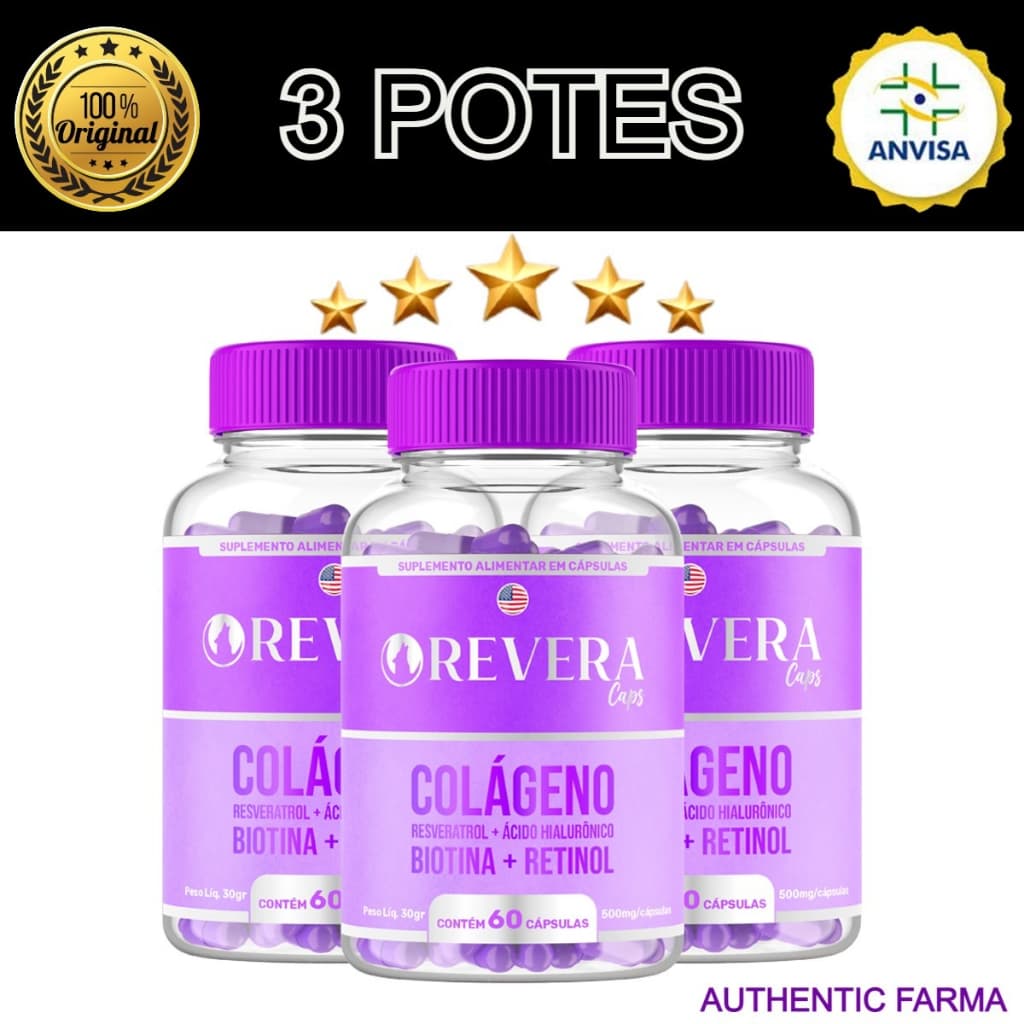 Revera Caps 3 Potes 180 Cáps Original Rejuvenescedor