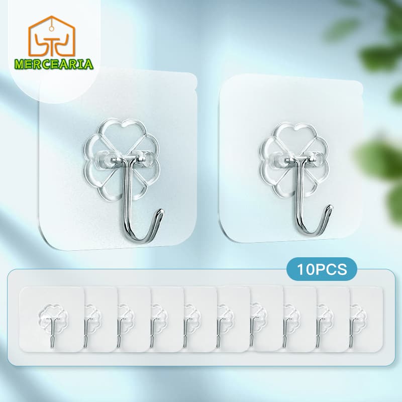 10 pcs Ganchos Adesivo Parede Transparente Multifuncional