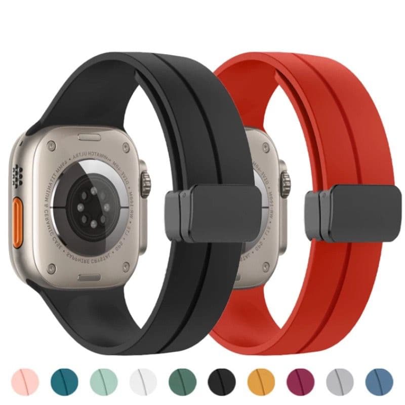 Pulseira De Fivela Silicone Ultra Band Magnética Para Relógio Apple Watch e Iwo serie  série Ultra 8 7 6 5 3 SE 2 1  38mm/40mm/41mm/42mm/44mm/45mm/49mm