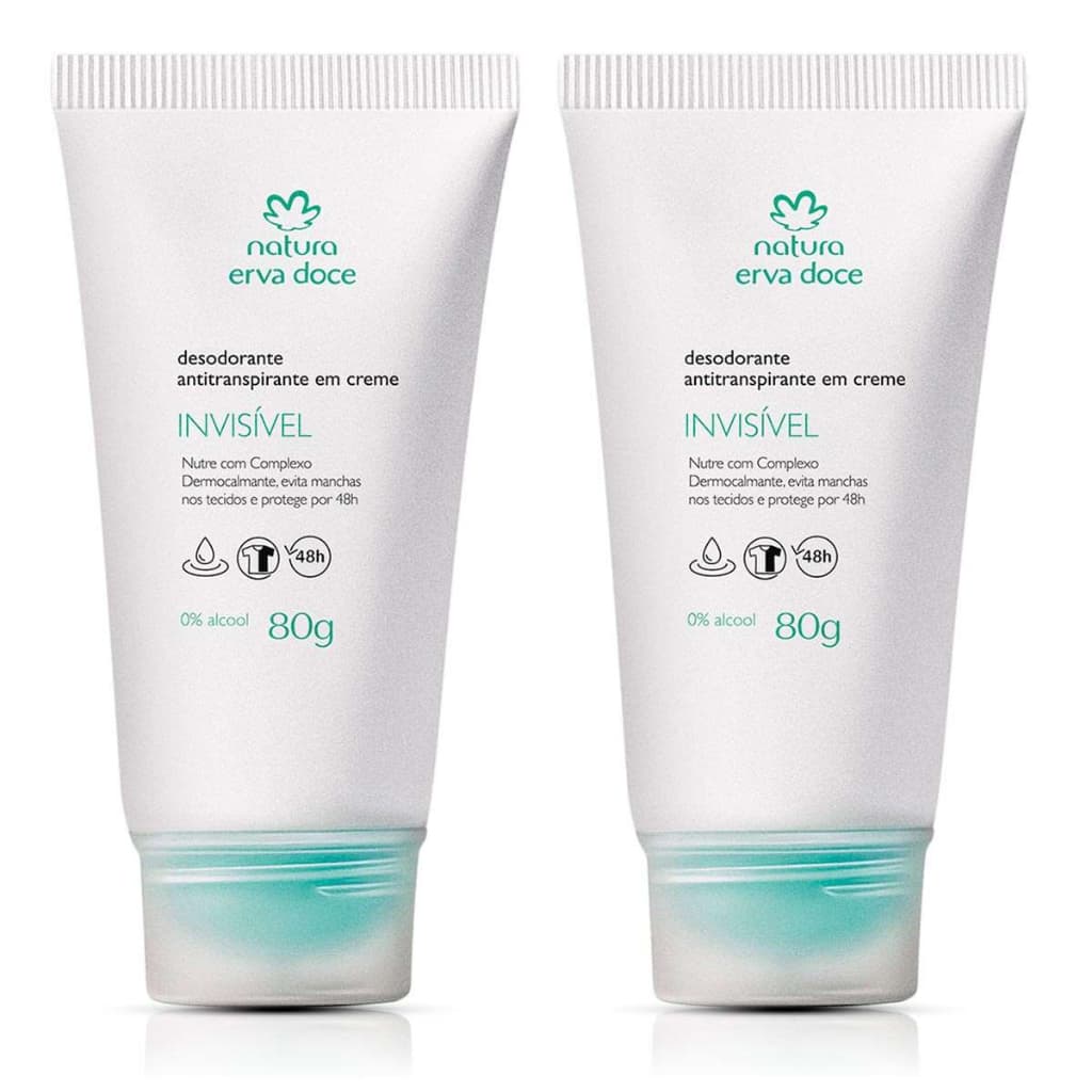 Kit 2 Natura Desodorante Antitranspirante Invisível Creme Erva Doce