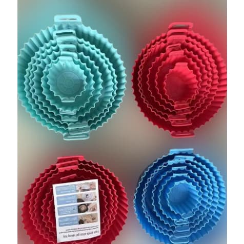 Kit C/6 Formas de Silicone Para Air fryer Tamanho variados Reutilizável Protetor Assadeira Com Alça