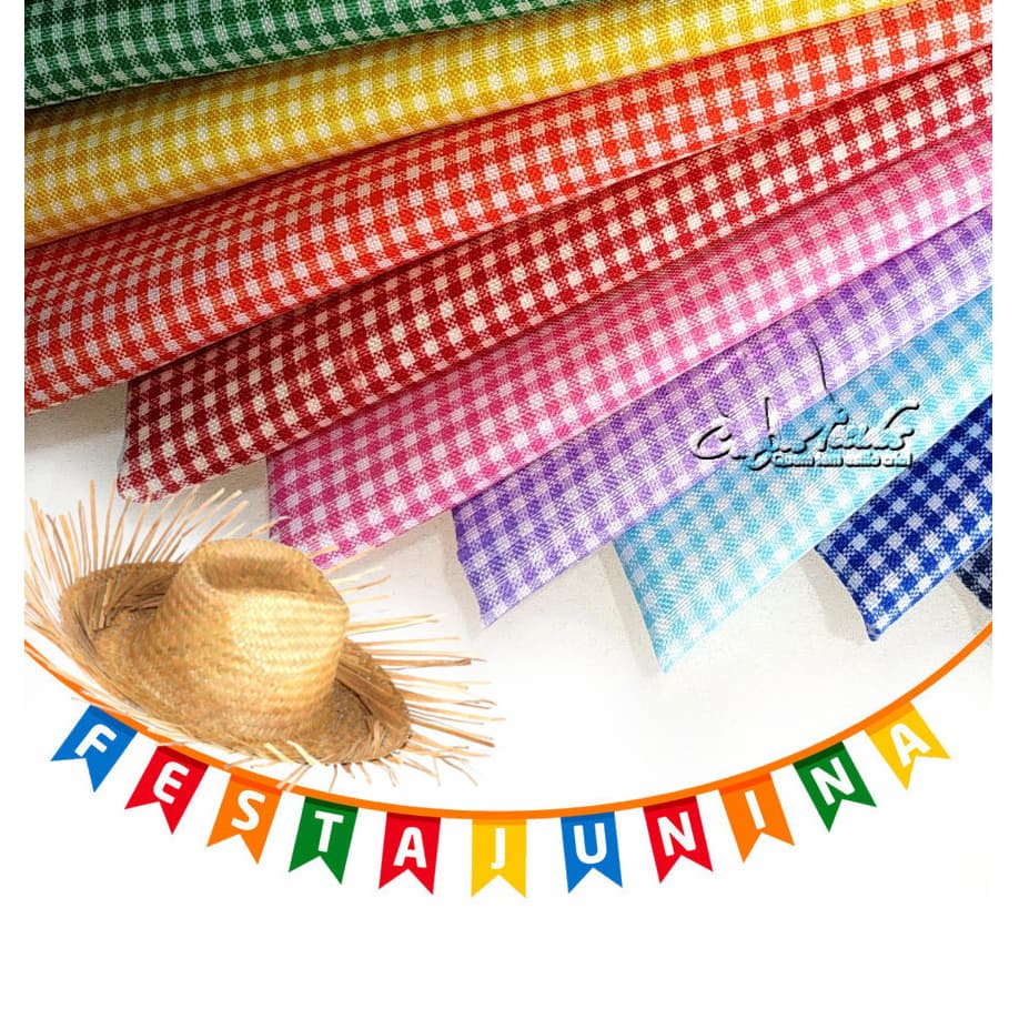 Tecido tergal Xadrez 1 metro - Festa Junina