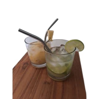 Kit com 3 canudos curvados para caipirinha 8mm + 1 escova de limpeza