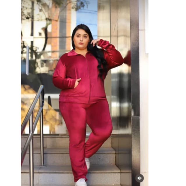 Conjunto Feminino Veludo conjunto de frio plus size