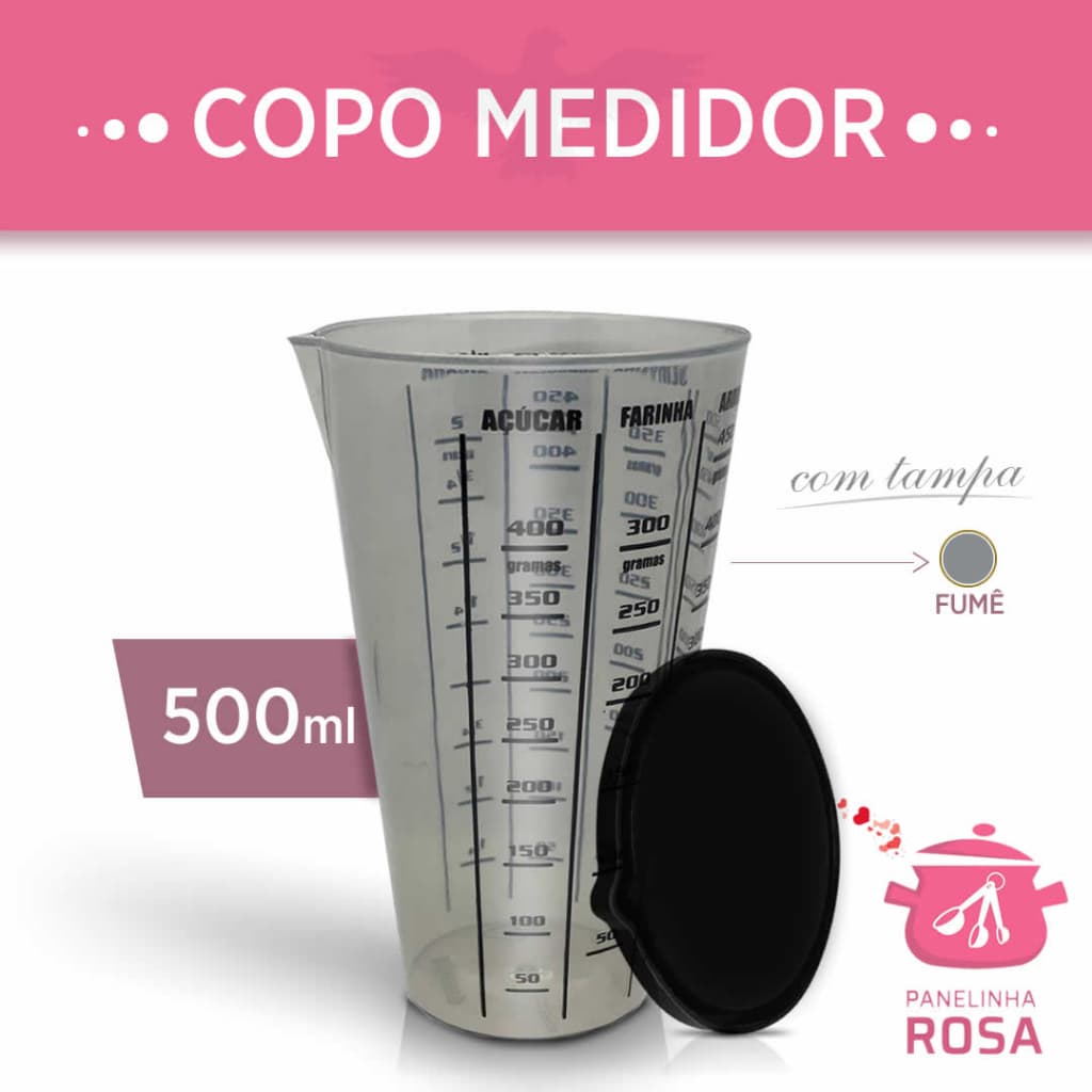 Copo Medidor 500 ML Preto: Facilite o preparo de suas receitas com medições precisas em um design elegante