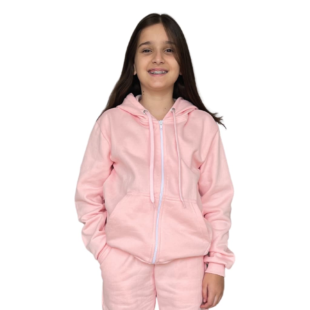 Blusa De Moletom Rosa Juvenil C/ Zíper Feminino Masculino Jaqueta