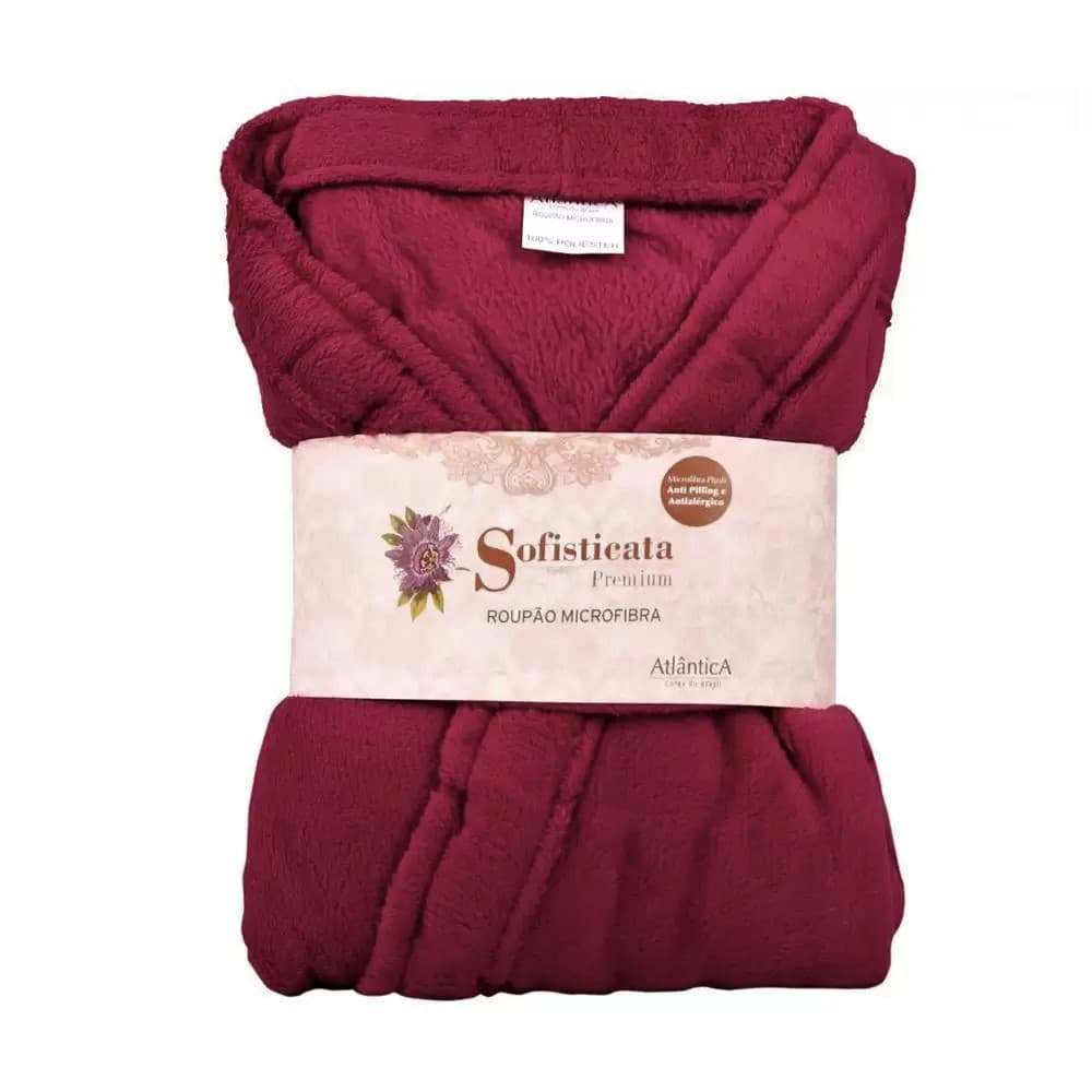 Roupão Microfibra Feminino Toque Macio Manga 3/4 180g/m²