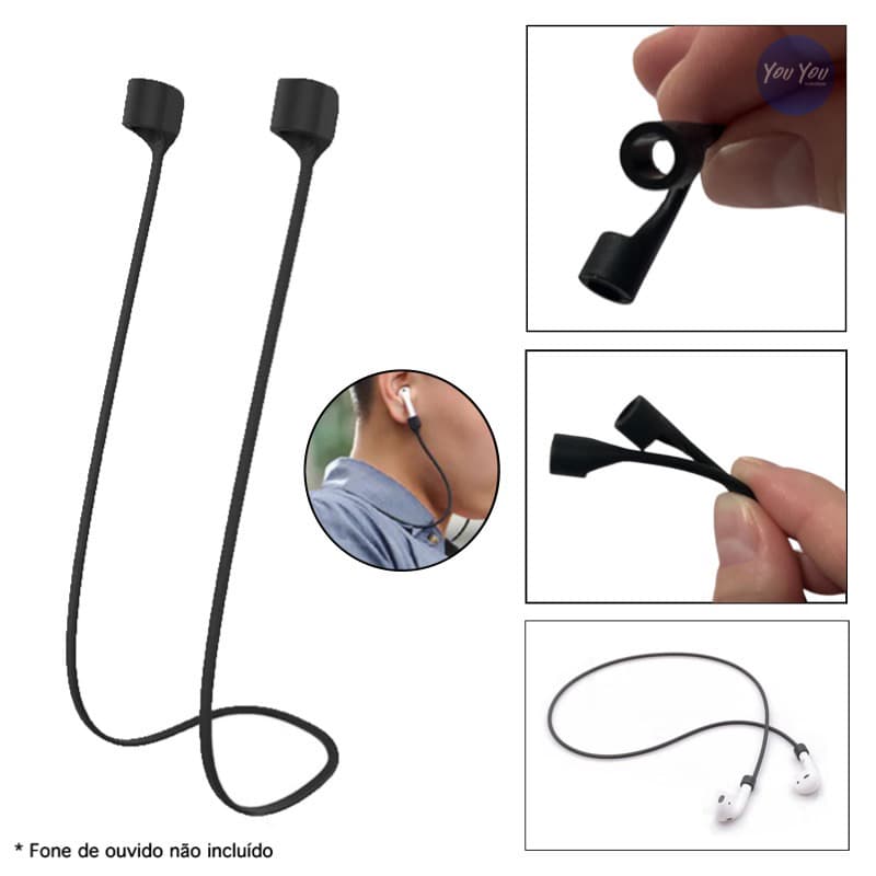 Cordão para fones de ouvido sem fio antiperda de silicone