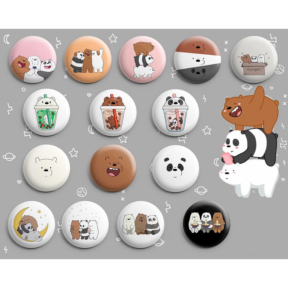 Bottons Urso Sem Curso (3,5cm & 4,5cm) - Botom / Boton / Broche