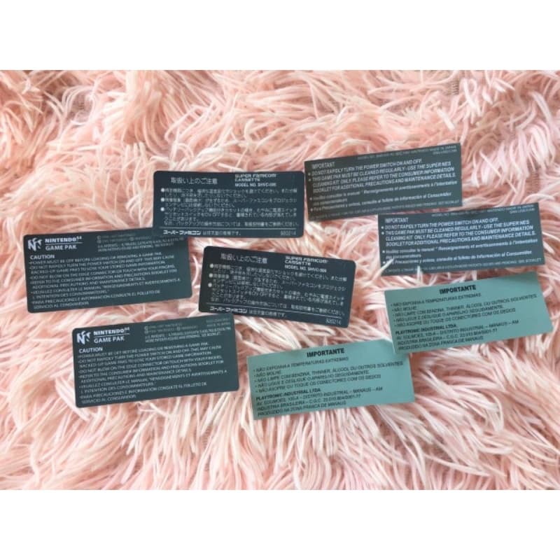 20 labels variadas de super Nintendo e n64