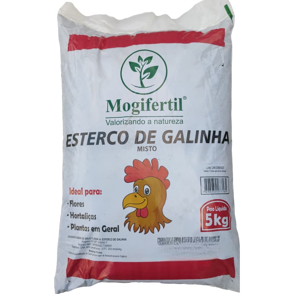 5kg Esterco de Galinha Adubo Orgânico Seco Mogifertil