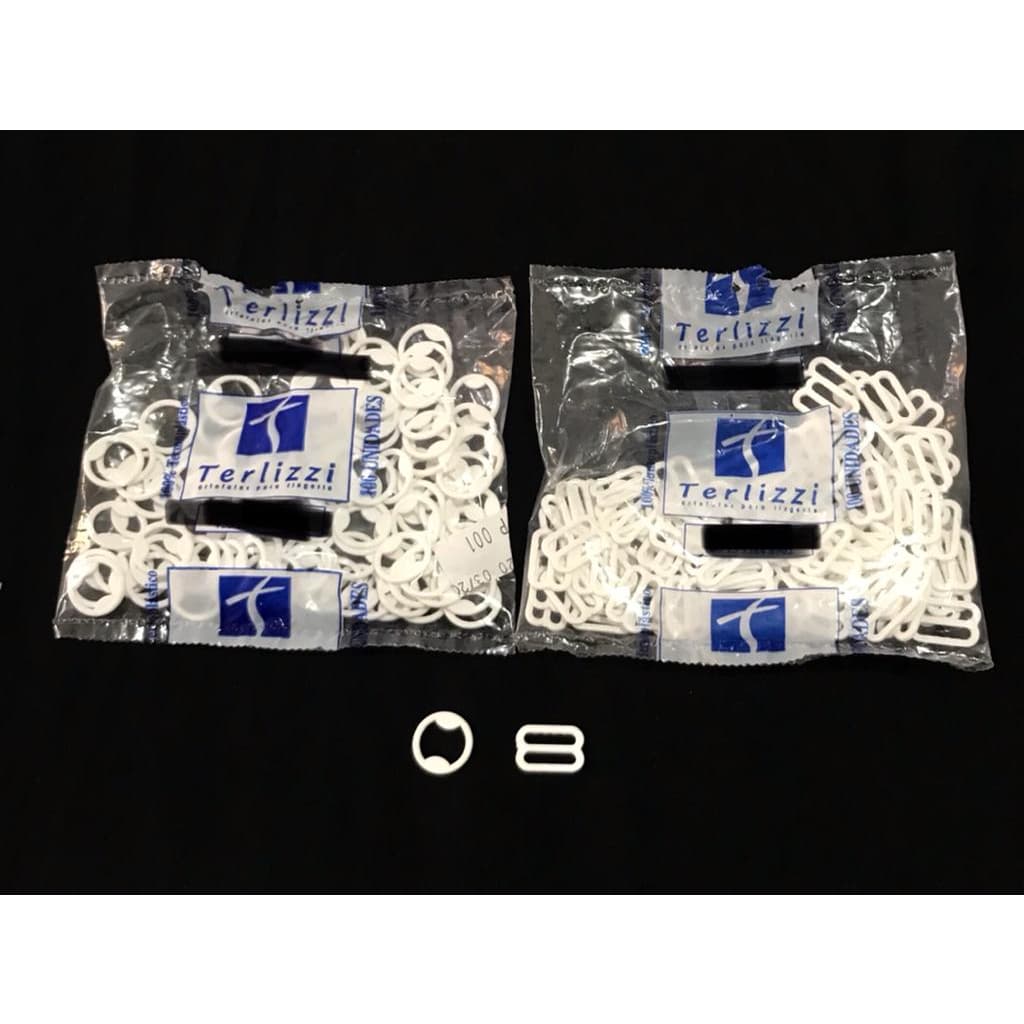 Argolas e Reguladores de Plastico Para Alça de Sutiã - 7 mm, 10 mm e 13 mm - Pacotes C/  100 pares