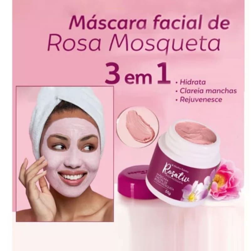 Máscara Facial De Rosa Mosqueta 3 Em 1 Rosativ 55g
