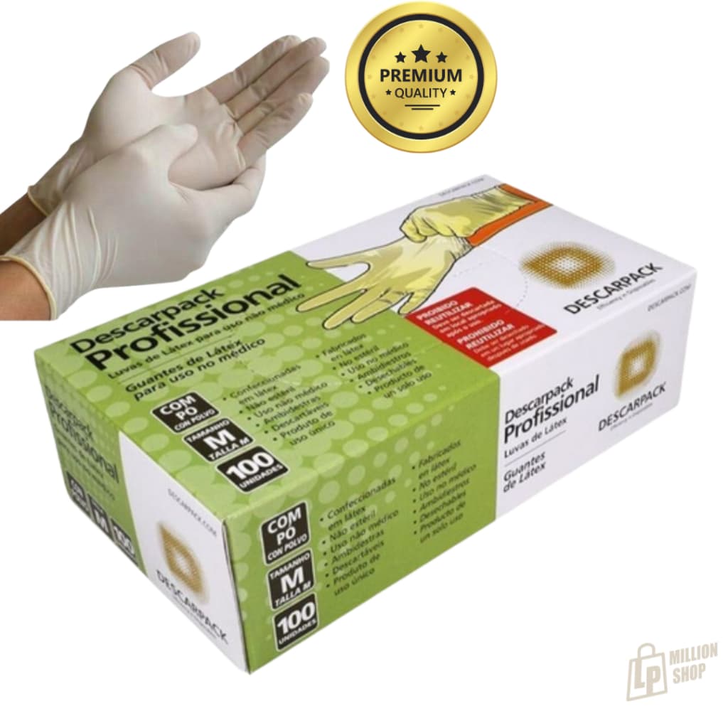 Luva Látex Profissional Com Pó Descartável 100 unidades