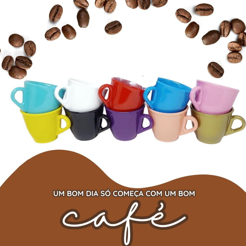 Lindo Jogo 6 Xicaras Para Café Varias Cores Acrílica 50 ml Chicara Cafézinho