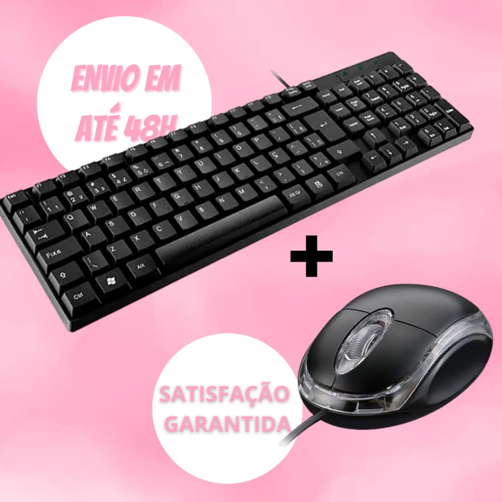 Kit Teclado E Mouse Basico Com Fio USB