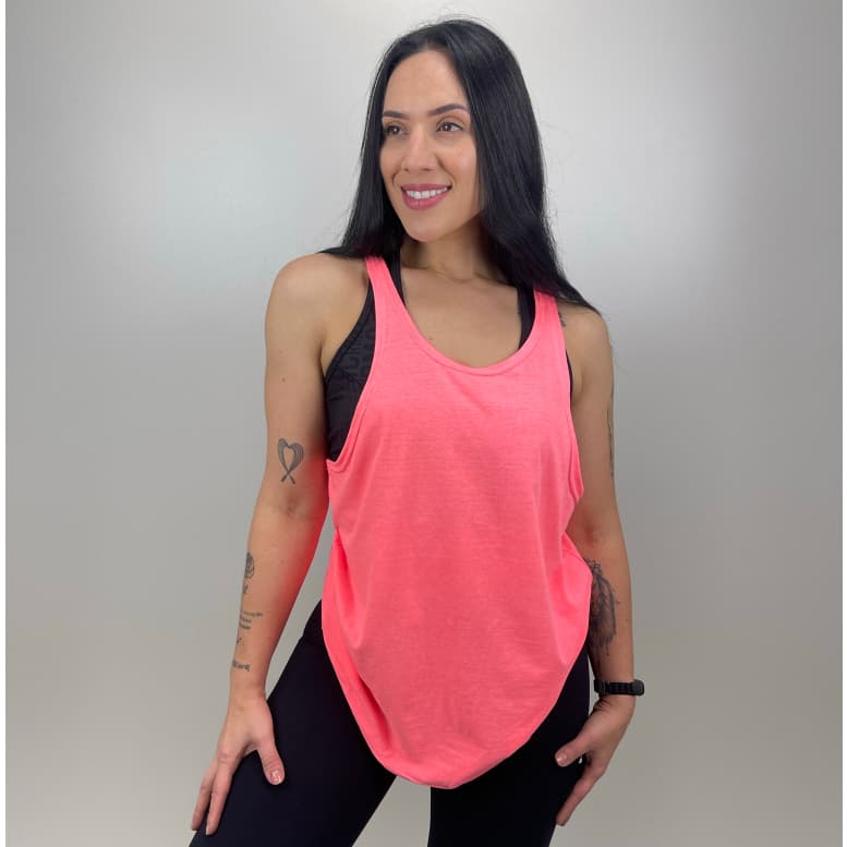 Regata Feminina Algodão Cavada Lisa Básica Sem Estampa - Bombey