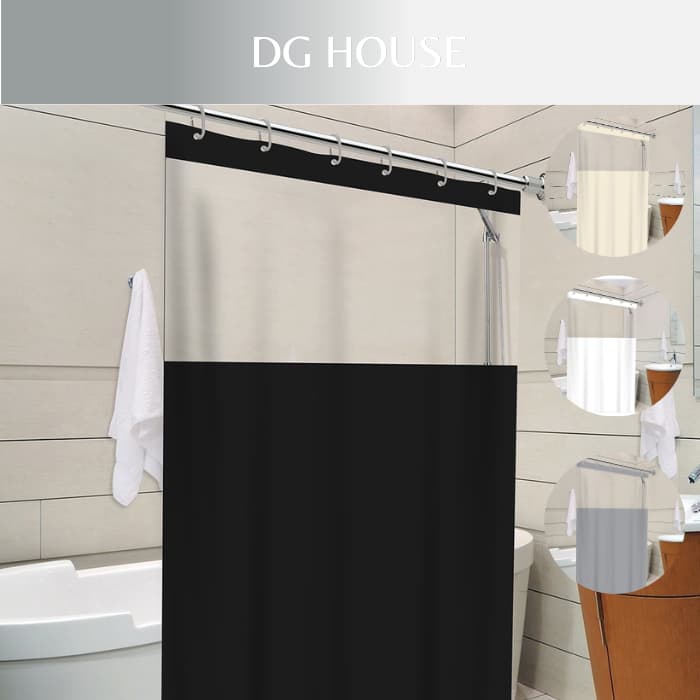 Cortina De Banheiro Box Com Visor Transparente Em PVC Anti Mofo Com Ganchos Vários Modelos